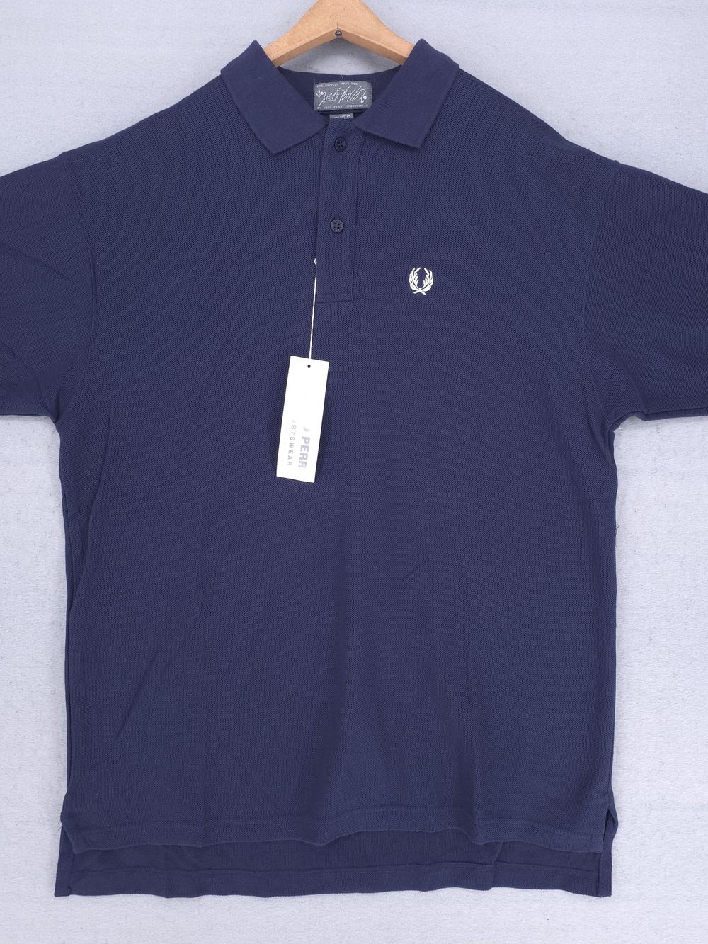Vintage Fred Perry Navy Short Sleeve Polo with White Laurel Logo